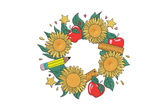 A Designer's Take on the Teacher Sunflower Wreath Embroidery