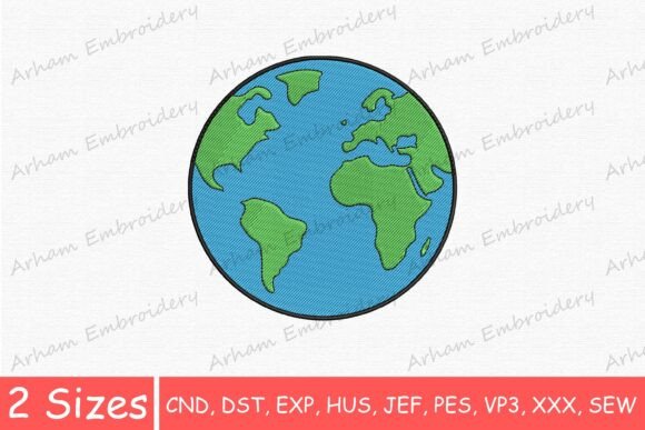 Colorful Earth Globe Embroidery Design for Craft Fair Success