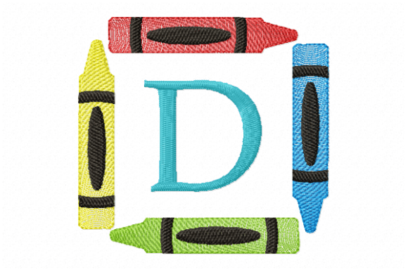 Crayons Frame Monogram Letter D: A Sweetly Versatile Embroidery File