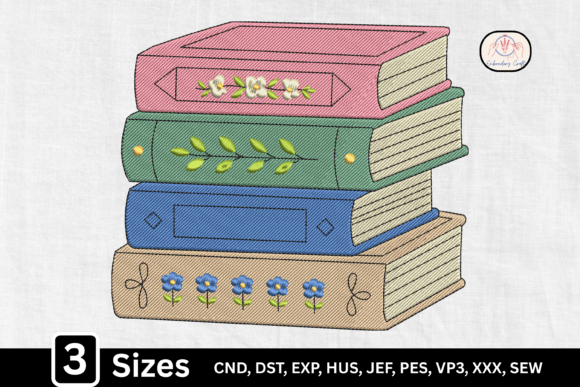Floral Book Lover Stacked Book: A Cozy Holiday Embroidery Gem